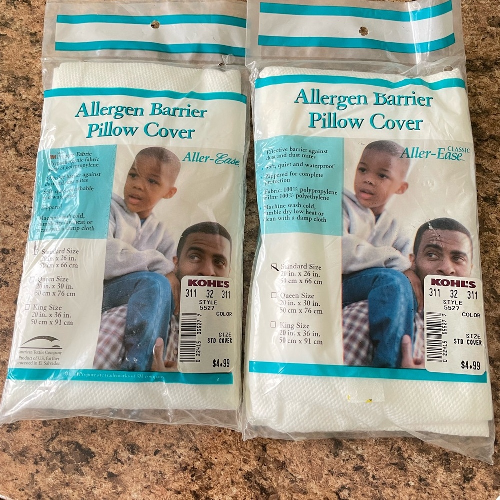 Set of 2 Allergen Barrier Pillow Cover - White Standard Size Pillow